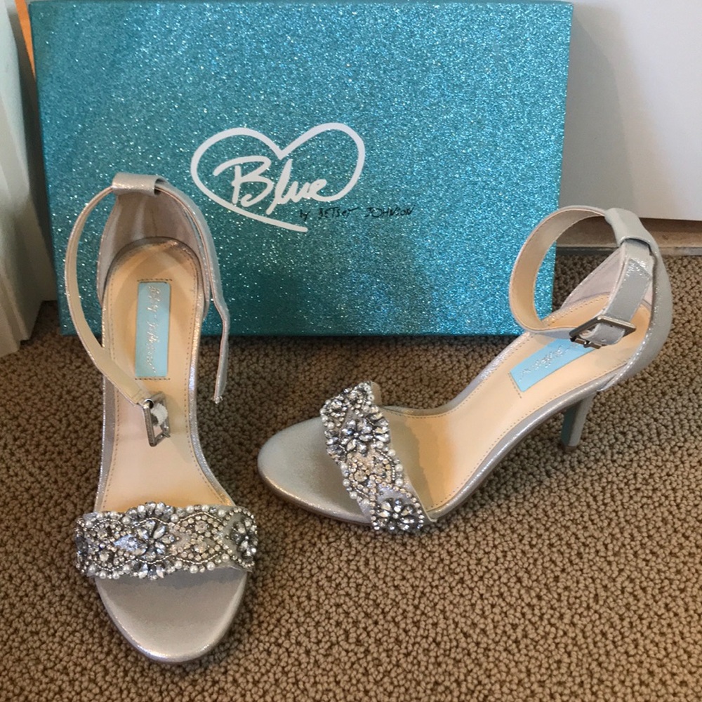 Blue by Betsy Johnson silver embellished sandals